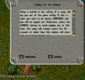 Camping Logout Message